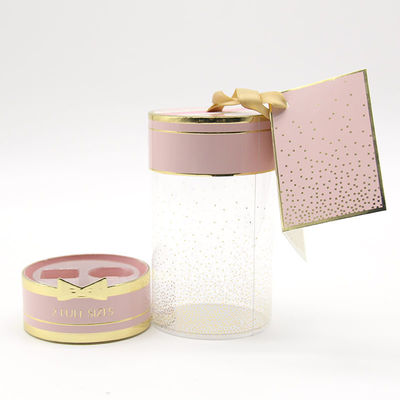 Luxury Custom Printed Pink Paper Tube Cylinder Box Paper Tube Packaging Box With PVC